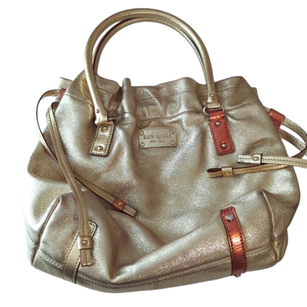 Kate Spade Metallic Gold Bronze Leather Hobo Handal Bag